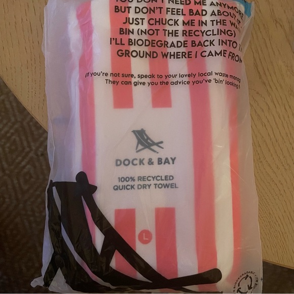 NWT Dock & Bay Quick Dry Striped Towel - Waikiki Coral - Picture 2 of 2